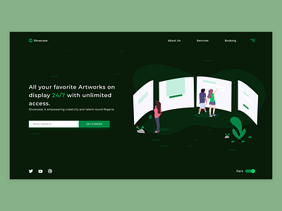 Showcase: A simple art exhibition site animation branding color design illustration ui user inteface ux vector web website