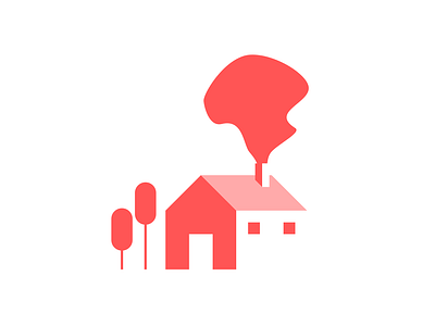 Redhouse building design flat house illustration landscape logo minimal redirect simple smoke tree trees vector window