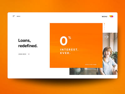 Web Design Concept: "WEHU" banking clean concept financial gradient hero banner loan orange orange website simple solitude ui web design website website concept white