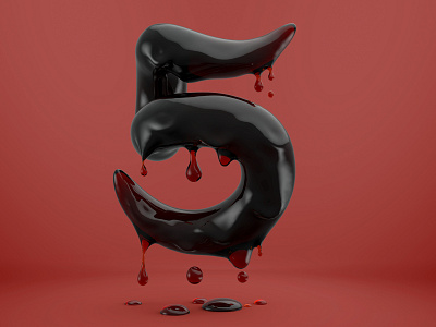 36 Days of Type - Number 5 36 days of type 3d c4d design keyshot letter lettering liquid type typo