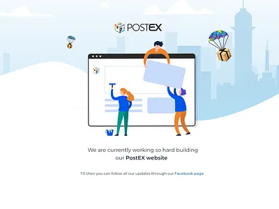Postex Coming Soon page courier delivery service graphic design illustration ui vector