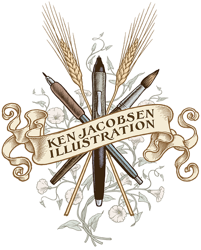 A Personal Logo in my Classic Style Showing the Tools that I Use branding classic design emblem emblem design engraving graphic design hand drawn illustration logo pen and ink symbol typography vector vector art vintage woodcut