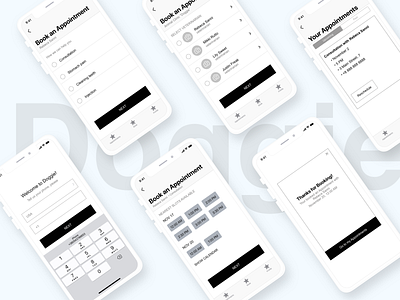 Doggie - Wireframes app mobile ui ux