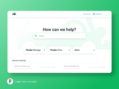 Fleetio Help Center figma help center home knowledge base landing page support ui web zendesk