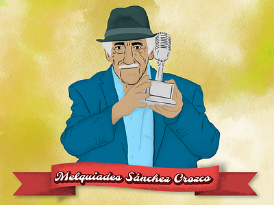 Melquiades Sánchez Orozco announcer brush commemoration ilustration man melquiades mexican mexican artist mexican ilustration mexican soccer old man radio radio felicidad soccer television voice