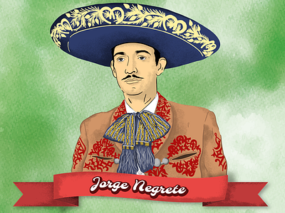 Jorge Negrete brush cinema commemoration gold cinema idol ilustration jorge negrete man mexican mexican artist mexican cinema mexican gold cinema mexican ilustration mexican music music radio radio felicidad singer symbol television