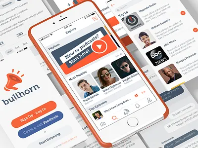 Bullhorn App applicaiton appstore design explore googleplay interface login mobile player signup ui users ux