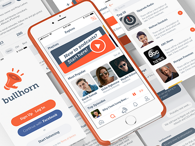 Bullhorn App applicaiton appstore design explore googleplay interface login mobile player signup ui users ux