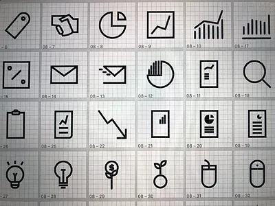 Icon set finance graph growth handshake icons idea ideas mouse report research tags