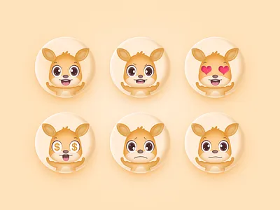 A set of Emoji brand design emoji illustration kangaroo lovely mascot