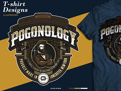 POGONOLOGY T-SHIRT branding classic detailed grooming illustration lines mascot masculine men packagin t shirt design t shirt illustration typogaphy