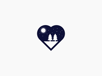 20 - National Park Logo dailylogochallenge dark forest heart heart logo moonlight night trees