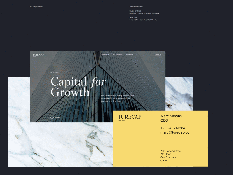 Turecap Venture clean design grid header landing layout minimal modern simple typography web website whitespace