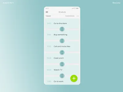 Daily UI #071 - Shedule actions app calendar blue calendar daily 100 daily ui dailyui design flat ios10 light listed material mobile app shedule shedule app shopping todo todo app ux