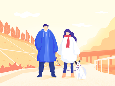 The river front character couple illustration river front