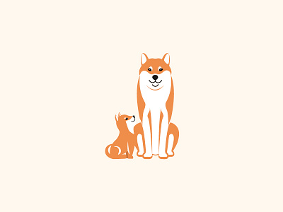 Dog & Puppy akita baby child dog dogs illustration inu love pet pets puppies puppy relation shiba sit sitting