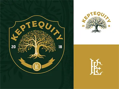 Tree badge branding design engraving illustration logo mark tree type vector