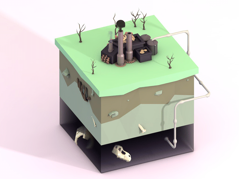 Clockwork Fossil Guzzling Factory 3d clock clockpunk clockwork clockwork orange factory fossil fuel fuels industry low low poly oil plant poly power power plant punk terrain tree