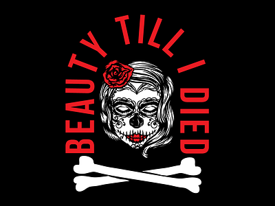 Beautiful Peace Sugar Skull Girl Badge adobe badge black bone charachter design evil ghost girl character hand drawn illustration rose skull spooky sugar skull