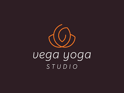 LOGO VEGA YOGA - LETTER V + Lotus flower brand branding buisness creative design dynamic flower fresh leaf line art logo logo design lotus lotus flower luxury modern studio symbol vector yoga