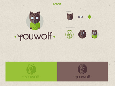 Youwolf Logotype & Symbol branding design flat logo