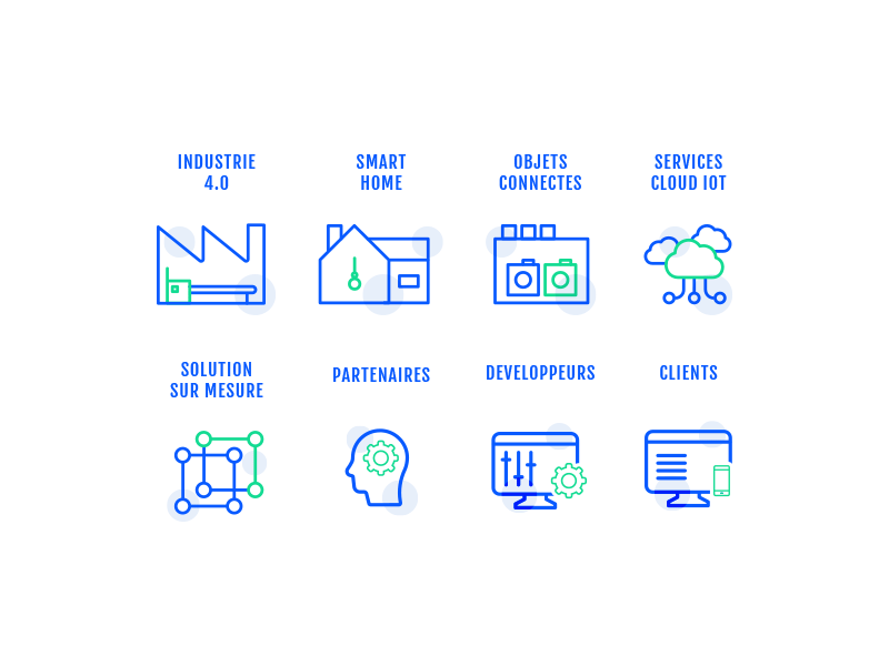 Nauvelis Pictogrammes blue clients cloud customer design developement dribbble debut gif green illustrate illustration industry iot objets connectés partner pictogram pictogramme smart home solutions start up