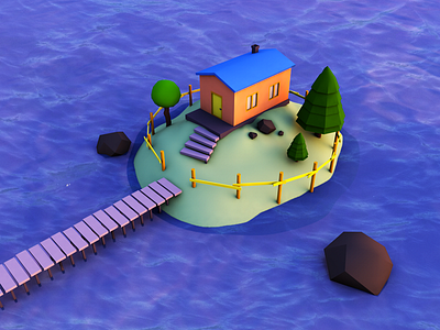 Low Poly Mini House v2) 3d c4d concept fun low poly