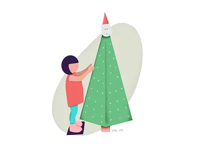 Violet and the tree christmas christmas tree ipad pro procreate santa toddler tree violet