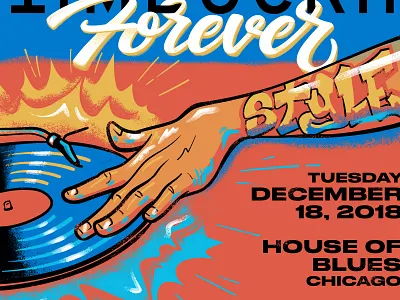 Timbuck2 Forever Flyer dj event branding flyer design graffiti hand hand lettering illustration record texture vector