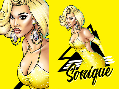 Sonique branding digital illustration drag queen drag race fan art illustration merchandise design rupauls drag race sonique t shirt design