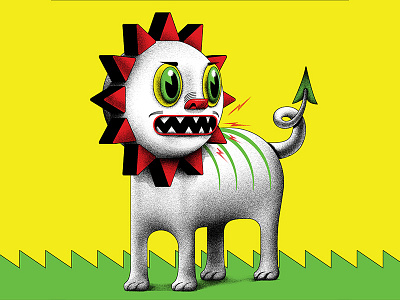 Lion cartoon cat character character design design drawing editorial art fun graphic green illustration lion red yellow