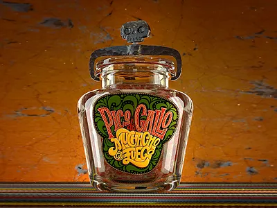 Pico de Gallo jar branding design folk food food packaging food packaging design illustration lettering logo mexican culture mexico package package design packagedesign packaging sauce type typography vector