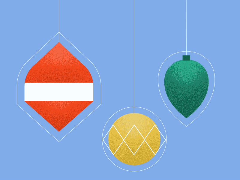 Ornaments swangin' 2danimation animation christmas design gif holiday design illustrate illustration loop mograph motion design motion graphics styleframe