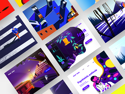A series of illustrations design illustrations interface design pear ui
