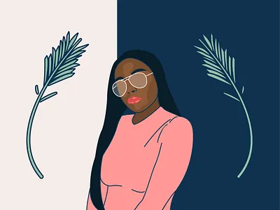 An Illustration clean girl graphic illustration illustrator material noise pattern photoshop pink plants simple