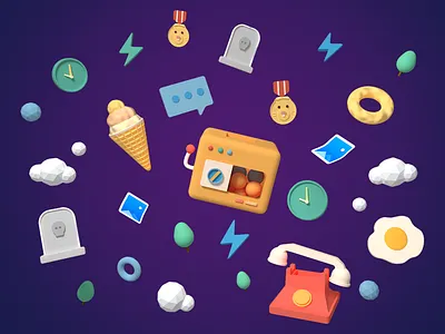 crazy 2018 c4d icecream telephone