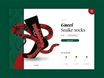 Gucci Socks Product Card UI cart fake fashion gucci interface menu product product card snake socks ui