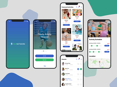 Family Activity Network activity app event app iphone 10 app kids activity mobile app mobile app design mobile uiux ui concept ux ui design