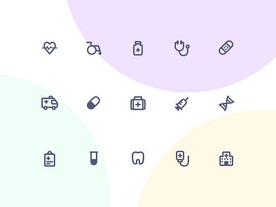 Jollycons - Medical - Icon Set ambulance design system heartrate hospital icon set icons jollycons medical outline pill rounded stethoscope vector