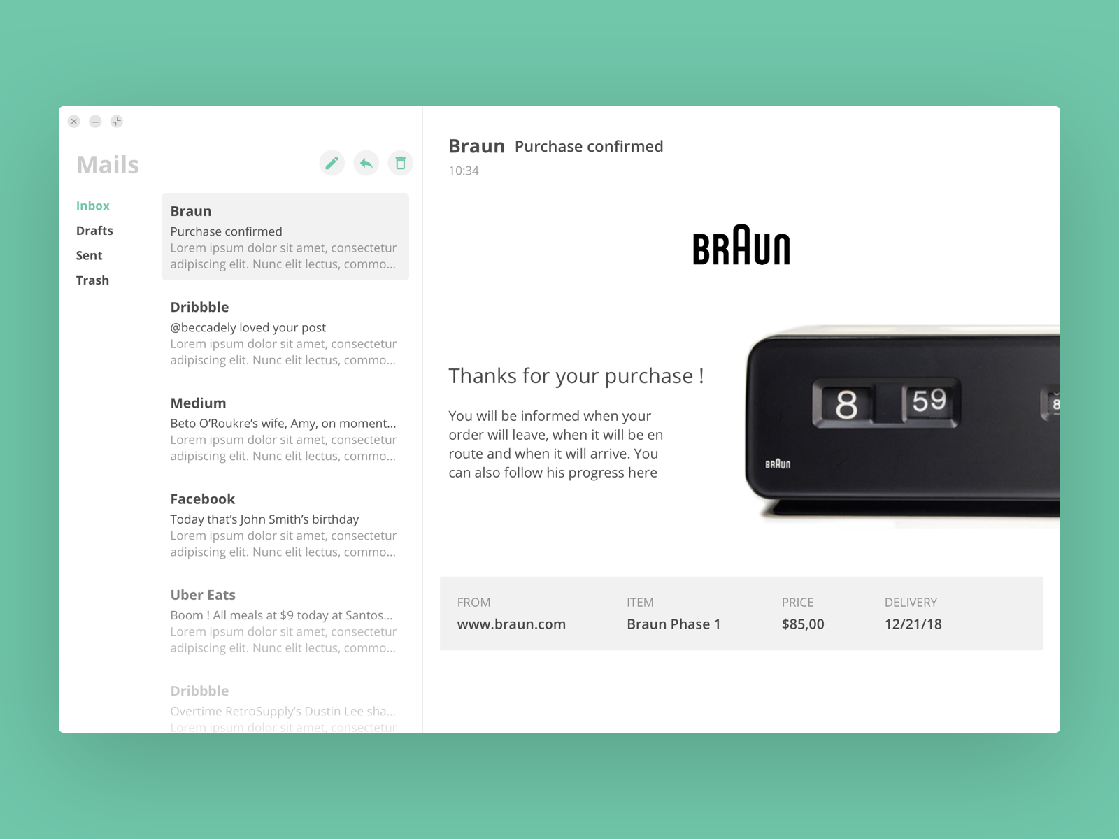 Example of Daily UI #017 - Email Receipt