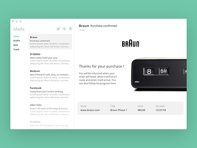 Daily UI #017 - Email Receipt apple braun daily 100 daily ui daily ui 17 design dribbble email receipt mac mail sketch ui ui design user interface ux