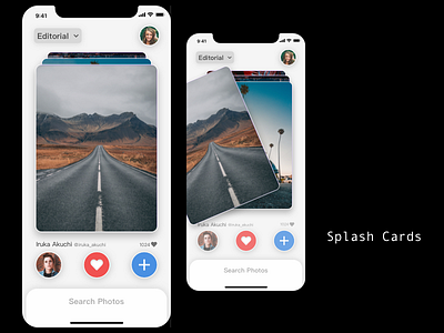Splash Cards app homepage ui