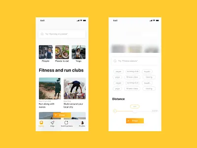 Flare — Home And Filter State ai filter flare ignite orange ui ui ux uidesigner yellow