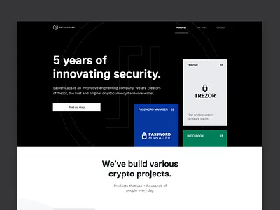 Satoshilabs landing page bitcoin bitcoin wallet clean design crypto cryptocurrencies cryptocurrency dash wallet ethereum wallet hardware wallet landing page litecoin wallet myro product page satoshilabs trezor typography