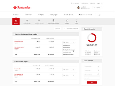 Santader Intranet Home Menu