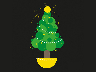 Christmas tree with logo splash black christmas christmas tree color pop cute festive green illustration lights logo seasonal sparkle tinsel vector white xmas yellow