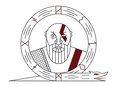 God of War art design god god of war graphic design illustration kratos line art warrior