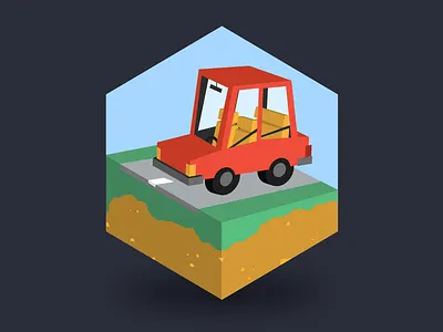 Car car dimensional illustration hexagon illustration insurance isometric road ui