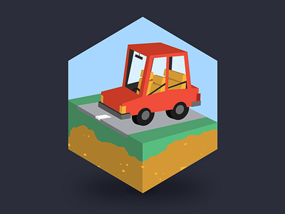 Car car dimensional illustration hexagon illustration insurance isometric road ui