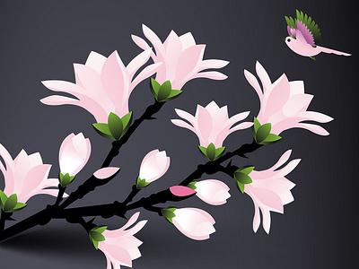 magnolia flowers 2d artwork banner design effects flat graphics illustration vector